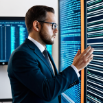 A focused professional legal expert, fully clothed in a modest business suit, intently examining complex digital data visualizations and intricate legal texts displayed across multiple transparent holographic screens. The setting is a sophisticated, well-lit modern office, conveying a sense of intellectual depth and the challenges of digital regulation in food technology. The atmosphere is serious and contemplative. Professional photography, high resolution, cinematic lighting, perfect anatomy, correct proportions, natural pose, well-formed hands, proper finger count, natural body proportions, safe for work, appropriate content, fully clothed, professional, modest.